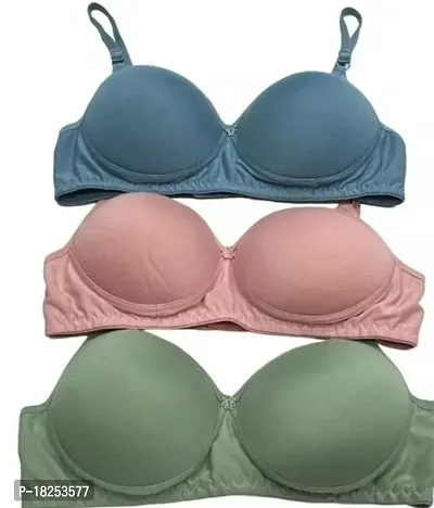 Stylish Cotton Blend Solid Bras For Women Pack of 3-thumb0