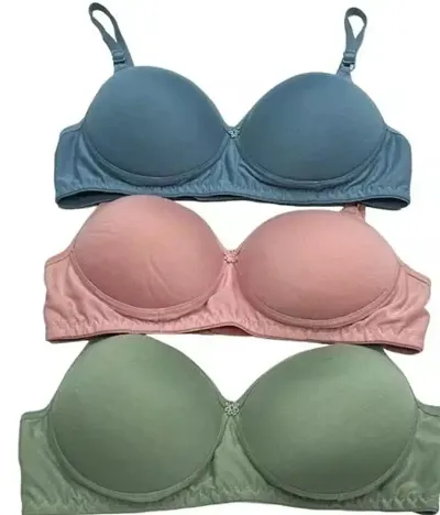 Stylish Blend Solid Bras For Women Pack of 3