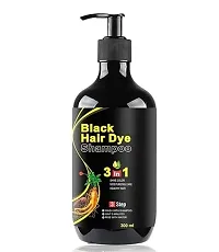 Herbal 3 in 1 Hair Dye Instant Black Hair Shampoo for Women  Men 100% Coverage Shampoo 300ml (Black)-thumb2