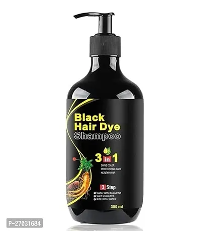 Herbal 3 in 1 Hair Dye Instant Black Hair Shampoo for Women  Men 100% Coverage Shampoo 300ml (Black)-thumb3