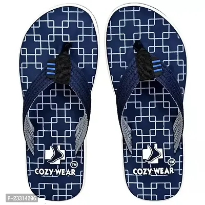 Stylish Blue Rubber Solid Flip Flops For Men-thumb0