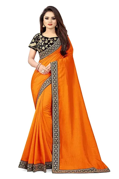 Nefrican Women's Vichitra Silk Saree with Blouse Piece - NEFICAN-NC01