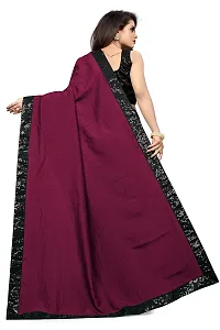 Nefrican Women's Vichitra Silk Saree with Blouse Piece (Purple  Black) - NEFICAN-BSQ05-thumb2