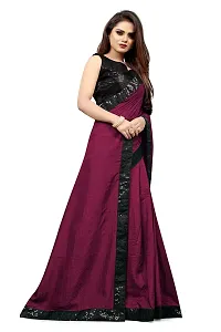 Nefrican Women's Vichitra Silk Saree with Blouse Piece (Purple  Black) - NEFICAN-BSQ05-thumb4