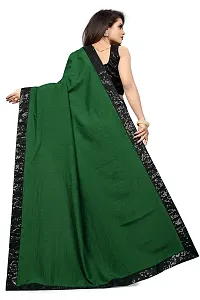Nefrican Women's Vichitra Silk Saree with Blouse Piece (Dark Green  Black) - NEFICAN-BSQ02-thumb1