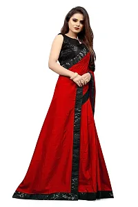 Nefrican Women's Vichitra Silk Saree with Blouse Piece (Red  Black) - NEFICAN-BSQ04-thumb3