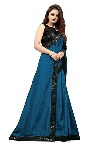 Nefrican Women's Vichitra Silk Saree with Blouse Piece (Royal Blue  Black) - NEFICAN-BSQ11-thumb3