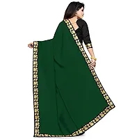 Nefrican Women's Vichitra Silk Saree with Blouse Piece (Dark Green  Black) - NEFICAN-Pan_Green-thumb3