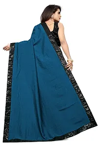 Nefrican Women's Vichitra Silk Saree with Blouse Piece (Royal Blue  Black) - NEFICAN-BSQ11-thumb1