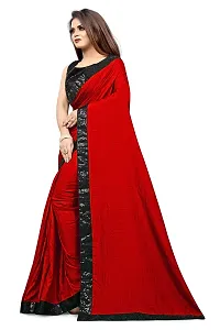 Nefrican Women's Vichitra Silk Saree with Blouse Piece (Red  Black) - NEFICAN-BSQ04-thumb2