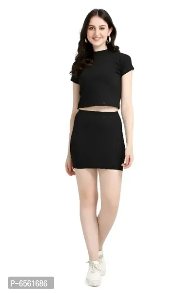 Latest Black 2 Piece Top and Skirt Bodycon Dress For Women