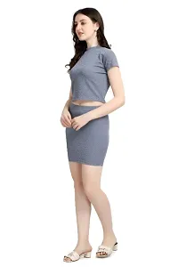 Latest Grey 2 Piece Top and Skirt Bodycon Dress For Women-thumb1
