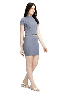 Latest Grey 2 Piece Top and Skirt Bodycon Dress For Women-thumb2