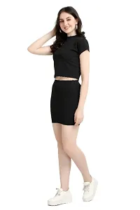 Latest Black 2 Piece Top and Skirt Bodycon Dress For Women-thumb1