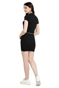 Latest Black 2 Piece Top and Skirt Bodycon Dress For Women-thumb2