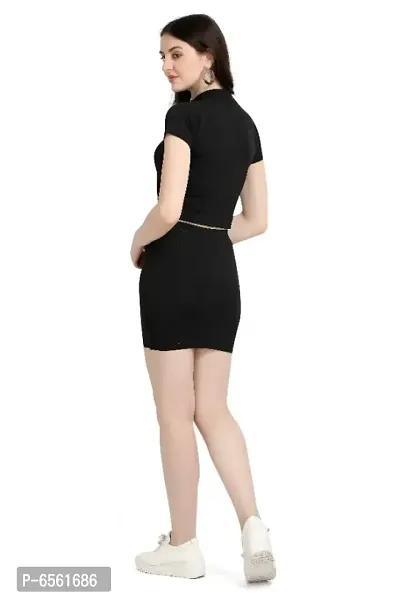 Latest Black 2 Piece Top and Skirt Bodycon Dress For Women-thumb3