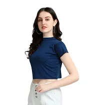Latest Navy Blue Mini Crop Top For Women-thumb1