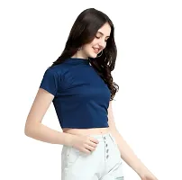 Latest Navy Blue Mini Crop Top For Women-thumb2