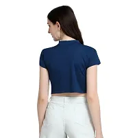 Latest Navy Blue Mini Crop Top For Women-thumb3