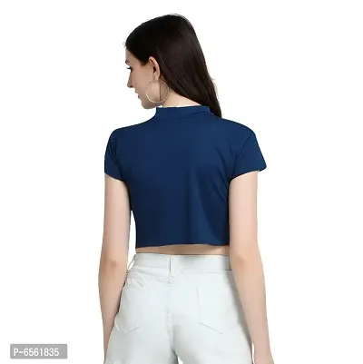 Latest Navy Blue Mini Crop Top For Women-thumb4