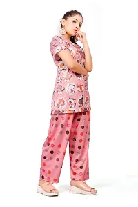 Pink Cotton Blend Printed Nightwear For Women-thumb3