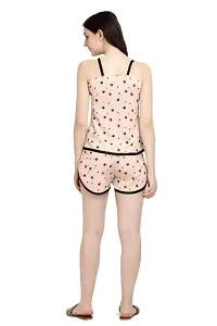 Latest Printed Beige Night Wear Combo Top and Shorts For Women-thumb3