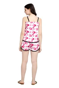 Latest Printed Pink Night Wear Combo Top and Shorts For Women-thumb3