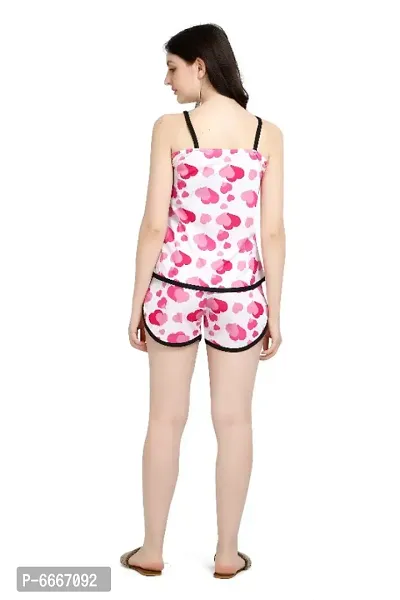 Latest Printed Pink Night Wear Combo Top and Shorts For Women-thumb4