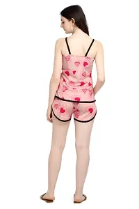 Latest Printed Red Night Wear Combo Top and Shorts For Women-thumb3