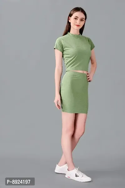Latest Light Green 2 Piece Skirt  Top Set For Women-thumb2