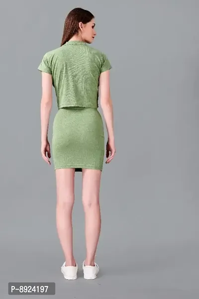 Latest Light Green 2 Piece Skirt  Top Set For Women-thumb3