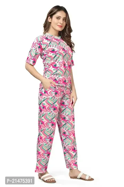 Casual winter Hot Printed Colorful Top  Payjama Night Wear Set (Size :M , L , XL , XXL)