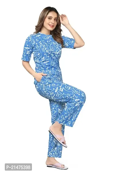 Casual winter Hot Printed Colorful Top  Payjama Night Wear Set (Size :M , L , XL , XXL)