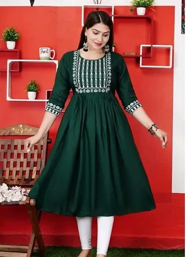 Stylish Cotton Embroidered A-Line Kurti