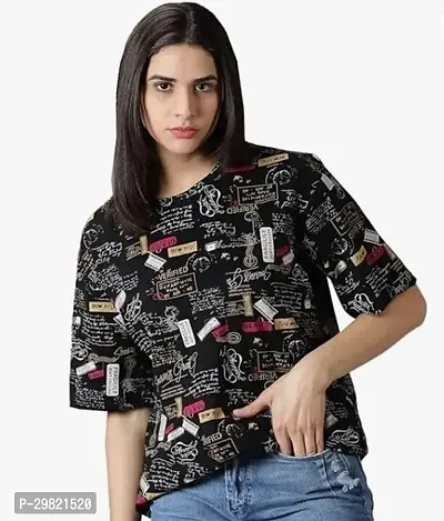 Elegant Multicoloured Viscose Rayon Printed Tshirt For Women PACK OF 1-thumb0