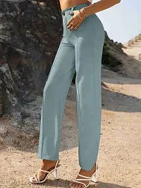 Classic Cotton Blend Solid Trousers for Women-thumb3