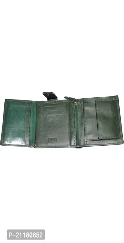 Green 3 Fold Leather Wallet-thumb2