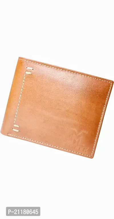 Ligh Brown Original Leather Wallet 2 Two Folder-thumb0