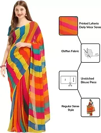 R4milA Printed Leheria Chiffon Saree (Multicolor)-thumb2