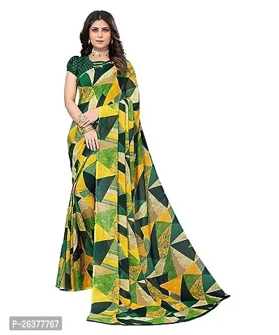 R4milA Printed Bollywood Georgette SareeFloral Print Bollywood Georgette Floral Printed Saree (Green)