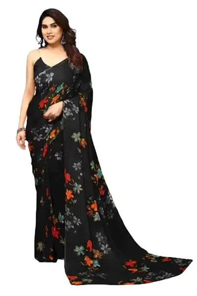 R4milA Floral Print Bollywood Georgette Saree Without Blouse Saree
