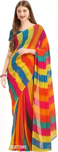 R4milA Printed Leheria Chiffon Saree (Multicolor)-thumb0