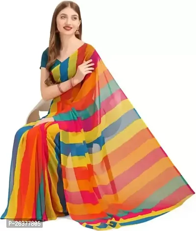 R4milA Printed Leheria Chiffon Saree (Multicolor)-thumb5