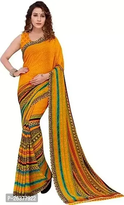 R4milA Printed Bollywood Georgette SareeFloral Print Bollywood Georgette Floral Printed Saree (Yellow)-thumb0