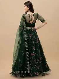 Stylish Green Net  Semi Stitched Lehenga Choli Set For Women-thumb1