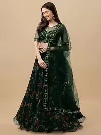 Stylish Green Net  Semi Stitched Lehenga Choli Set For Women-thumb3