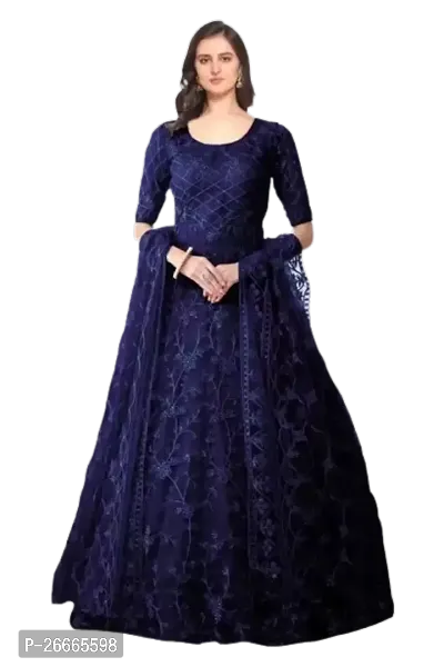 Embroidered Net Semi Stitched Anarkali Gown