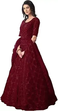 Embroidered Net Semi Stitched Anarkali Gown-thumb2
