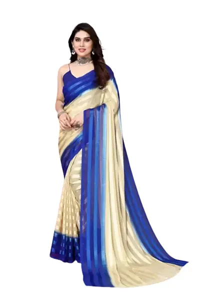 Trending Satin Saree without Blouse piece 