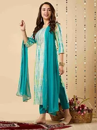 Women Cotton Blend Kurta Pant Dupatta Set-thumb1